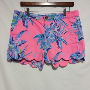 Lilly Pulitzer Buttercup Shorts Scalloped Hem Tropical‎ Print Pink Size 6